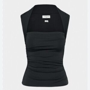 Aritzia Contour Black Ruched Sleeveless Top Size Medium NWOT